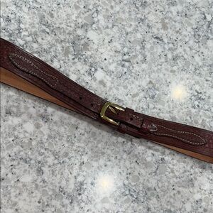 Brown Leather Belt with Gold Buckle